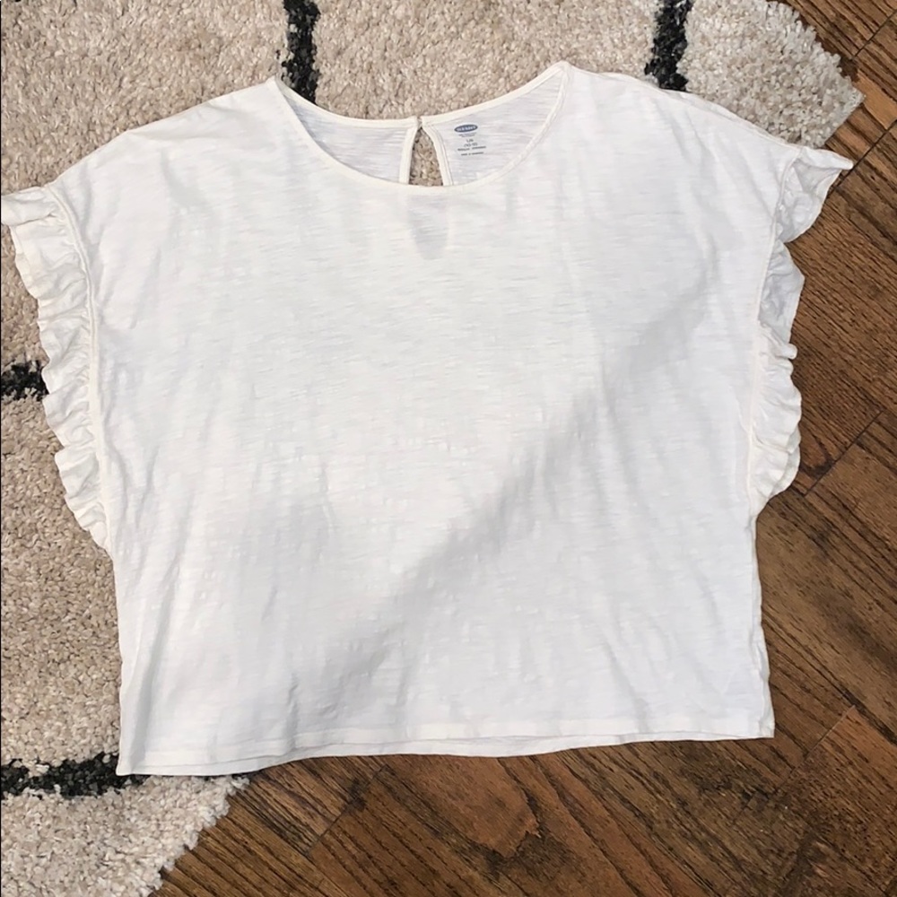 Old Navy Cream Box Tee with Ruffle Sleeves